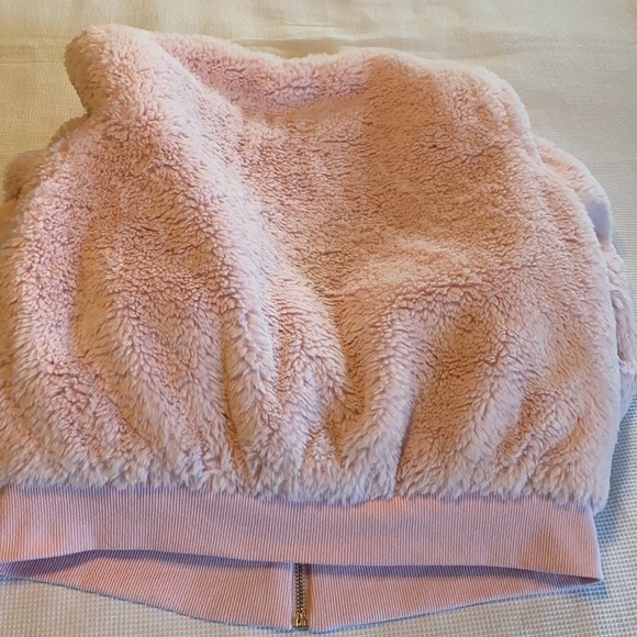 Forever 21 Ribbed Fluffy Faux Fur Pink Zipped Jacket Size Small - Picture 11 of 12